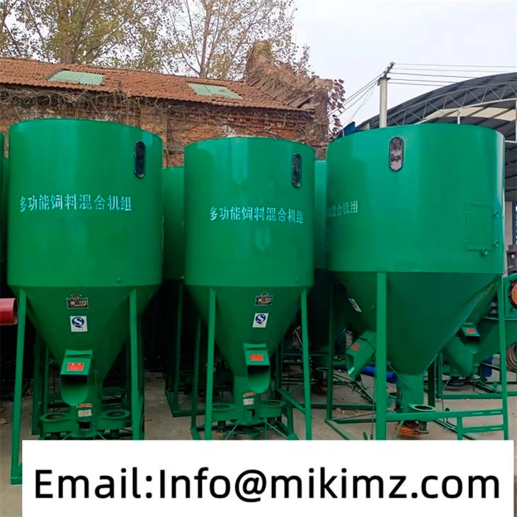 Poultry Cattle Chicken Pig Feed Vertical Mixer With Grinder